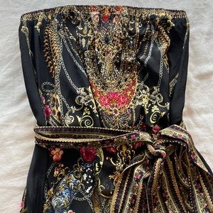 CAMILLA Embellished Silk Strapless Jumpsuit